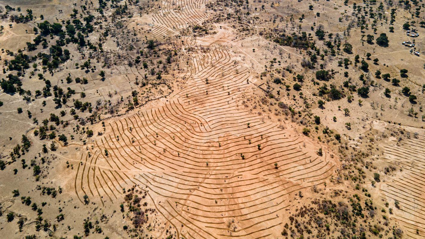Aerial view of arid land in Burkina Faso