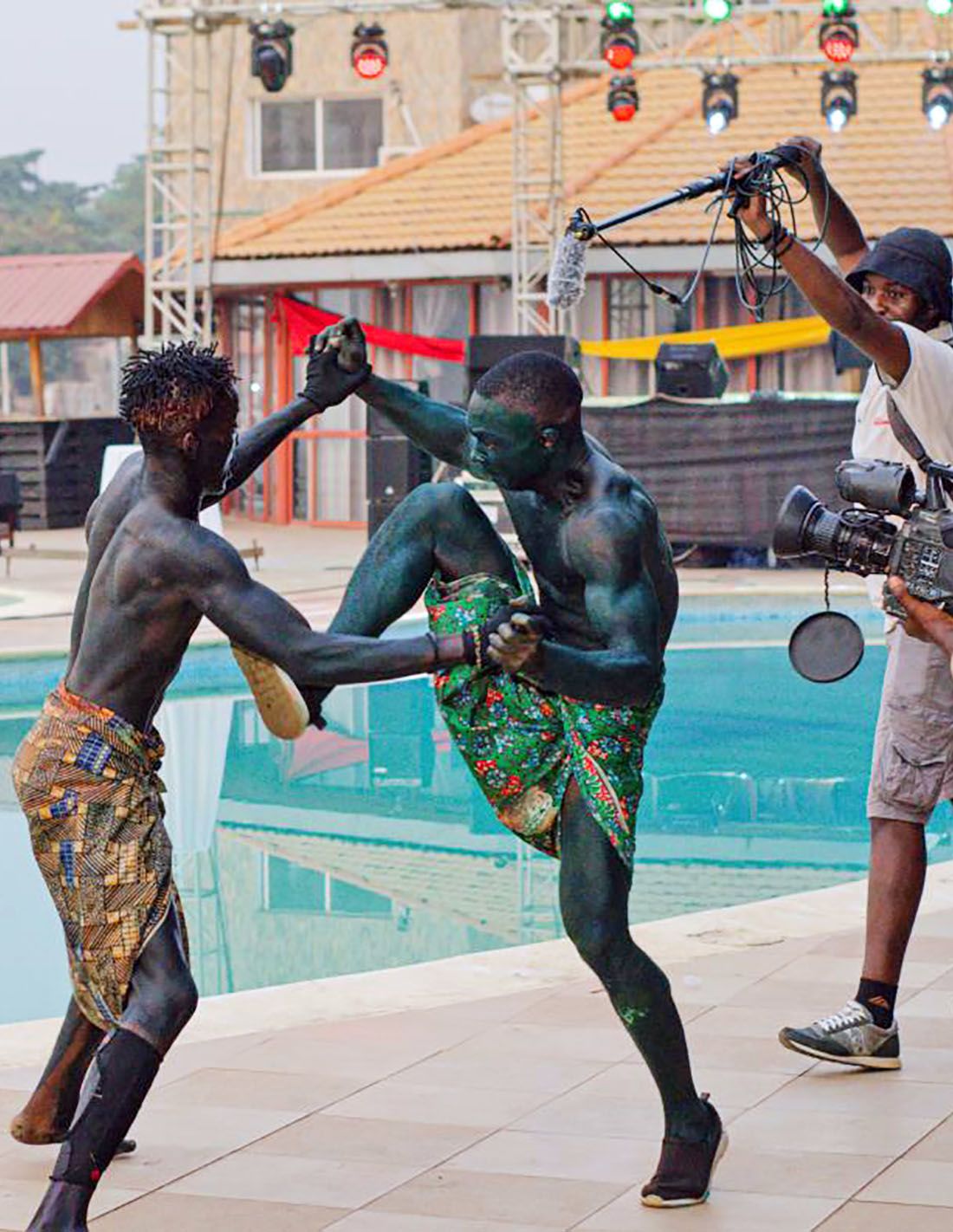 Two young actors during a shoot in Guinea